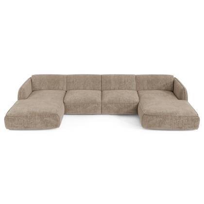 5-zits panoramische sofa in fluweel 346cm Taupe