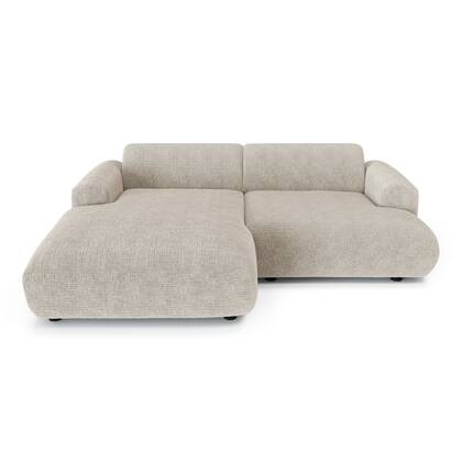 5-zits linker hoekbank fluweel met patroon 266cm Beige