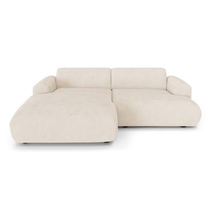 5-zits linker hoekbank in kleurig ribfluweel 266cm Crème
