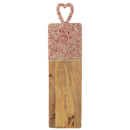 J-Line Dienblad Hart Mozaiek Lang Mango Hout Roze