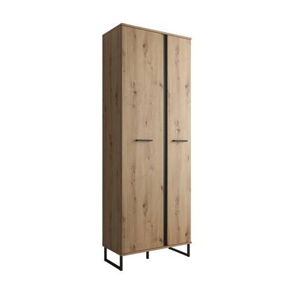 Meubella - Halkast Saturn - Eiken - Zwart - 71 cm Bruin, Zwart