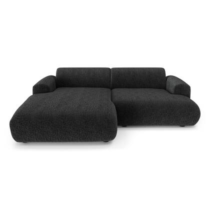Linker hoekbank 5 zits fluweelmotief 266cm Zwart
