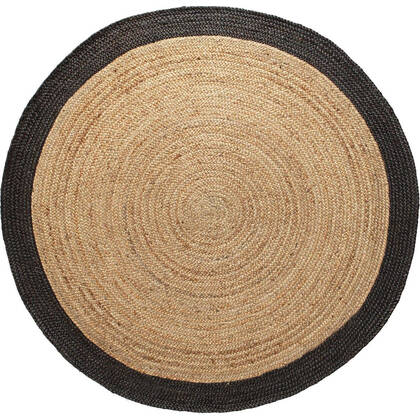 Mrcarpet Rond jute vloerkleed Naturel|antraciet 120cm Bruin