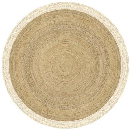 Mrcarpet Rond jute vloerkleed naturel|wit met rand 200cm (meest gekozen) Bruin