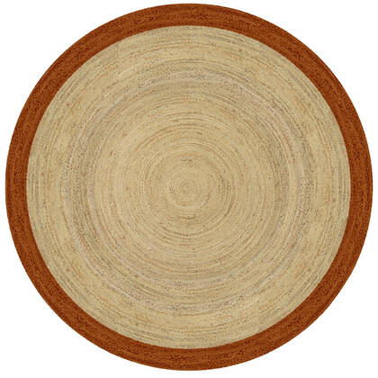 Mrcarpet Rond jute vloerkleed naturel|roest| met rand 200cm Bruin