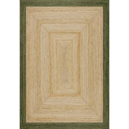 Mrcarpet Jute vloerkleed Rechthoek naturel|Groen 200x290cm Bruin