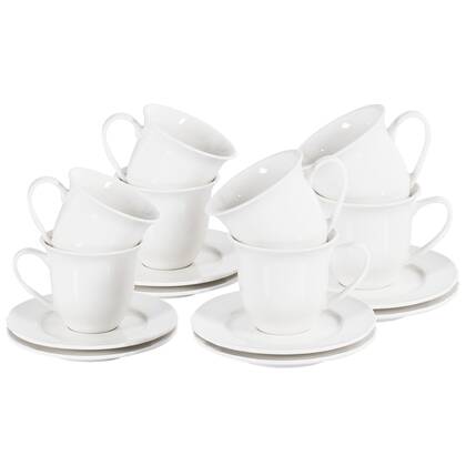 Beliani - ELDERBERRY - Kop en schotel set van 8 - Wit - Porselein