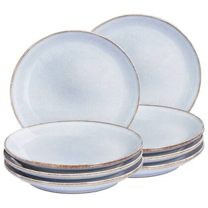 Beliani - JUNIPER - Bijzetborden set van 8 - Licht - Steengoed Blauw