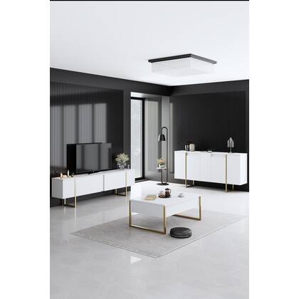 Giga Meubel - Dressoir Wit|Goud - 160x35x80cm - Luxe
