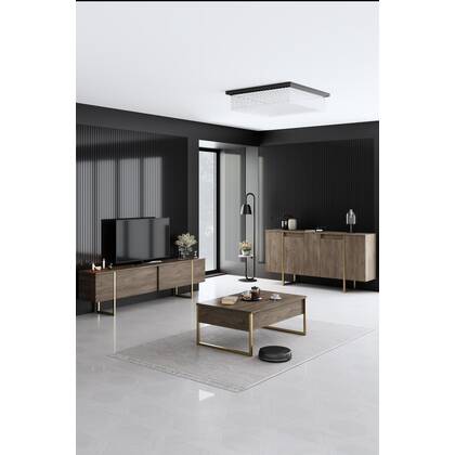 Giga Meubel - Dressoir Walnoot|Goud - 160x35x80cm - Luxe Bruin