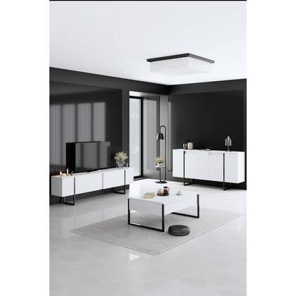 Giga Meubel - Dressoir Wit|Zwart - 160x35x80cm - Luxe
