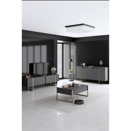 Giga Meubel - Dressoir Antraciet|Goud - 160x35x80cm - Luxe Grijs