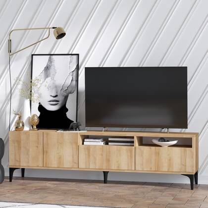 Giga Meubel - Tv-meubel Naturel Hout - 180x35x52cm - Ross Bruin