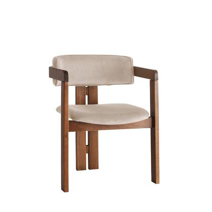 Giga Meubel - Eetkamerstoel Walnoot - Beige|Velvet - Cozy