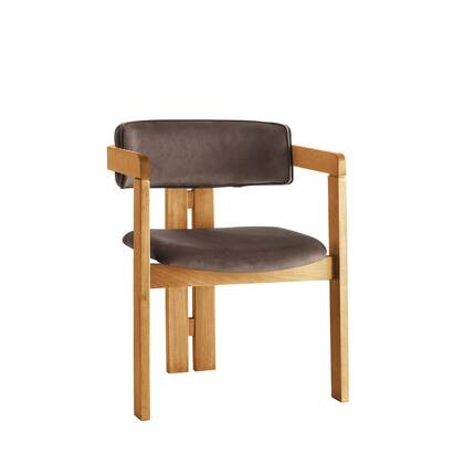 Giga Meubel - Eetkamerstoel Naturel - Donker|Velvet - Cozy Bruin