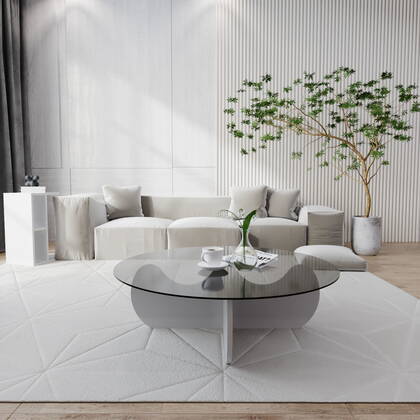 Giga Meubel - Salontafel Wit|Glas - 90x90x30cm - Himalayas