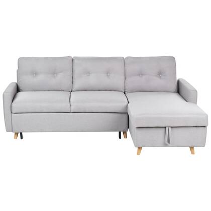 Beliani-FLAKK-Hoekslaapbank-Grijs-Linkerzijde-232 cm-Polyester