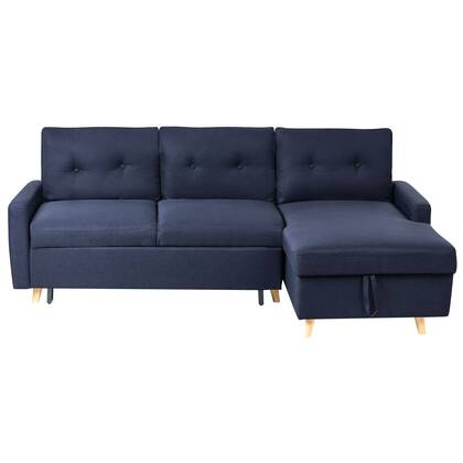 Beliani-FLAKK-Hoekslaapbank-Marine-Linkerzijde-232 cm-Polyester Blauw