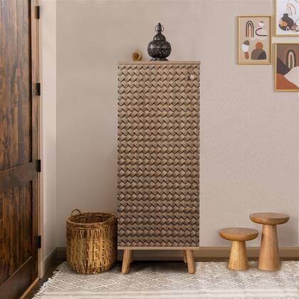 Giga Meubel - Schoenenkast Bruin Hout - 50x38x135cm - Vegas Roof