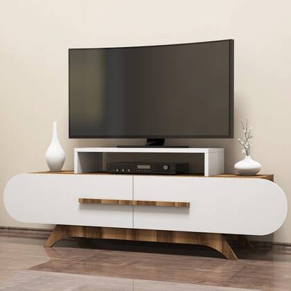 Giga Meubel - Tv-meubel Walnoot|Wit Hout - 205x37x50cm - Flora