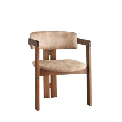 Giga Meubel - Eetkamerstoel Walnoot - Taupe|Stof - Cozy Beige