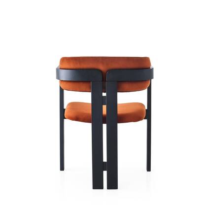 Giga Meubel - Eetkamerstoel Zwart - Oranje|Velvet - Cozy Bruin