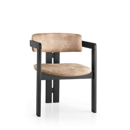 Giga Meubel - Eetkamerstoel Zwart - Taupe|Stof - Cozy Beige
