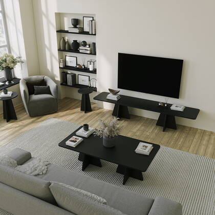Giga Meubel - Tv-meubel Zwart Hout - 180x42x40cm - Mushroom