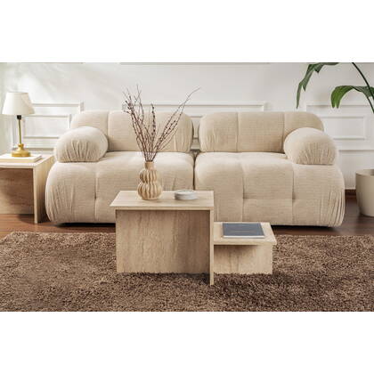 Giga Meubel - Salontafel Travertin Hout - 80x40x40cm - Harmony Beige