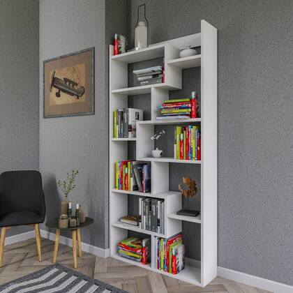 Giga Meubel - Boekenkast Wit Hout - 90x22x182cm - Kuttap