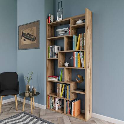 Giga Meubel - Boekenkast Pine Hout - 90x22x182cm - Kuttap Bruin