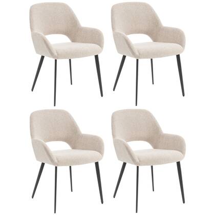 Furnihaus Eetkamerstoelen met armleuning Levi Beige Stof - Set van 4