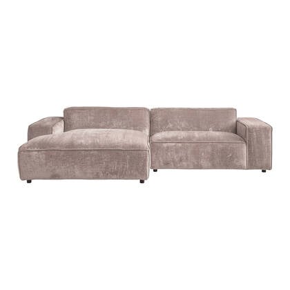 by fonQ Chunky Hoekbank met Chaise Longue Links - Rib - Taupe Bruin, Taupe