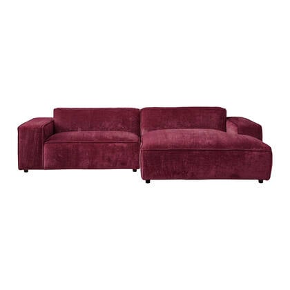 by fonQ Chunky Hoekbank met Chaise Longue Rechts - Rib - Wijn Rood