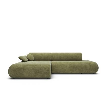 by fonQ Wisp Hoekbank met Chaise Longue Links met Slaapfunctie - Chenille - Olijf Groen