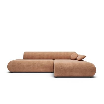by fonQ Wisp Hoekbank met Chaise Longue Rechts met Slaapfunctie - Chenille - Terra Bruin, Oranje
