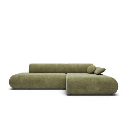 by fonQ Wisp Hoekbank met Chaise Longue Rechts met Slaapfunctie - Chenille - Olijf Groen