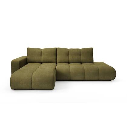 by fonQ Charme Hoekbank Links met Slaapfunctie - Chenille - Olijf Groen