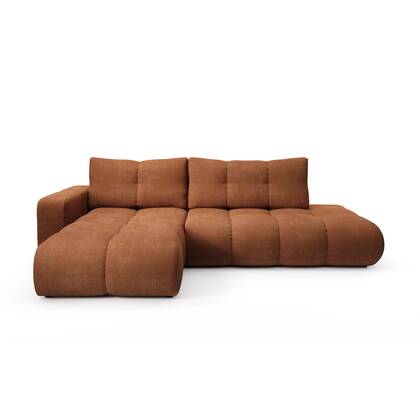 by fonQ Charme Hoekbank Links met Slaapfunctie - Chenille - Terra Bruin, Oranje