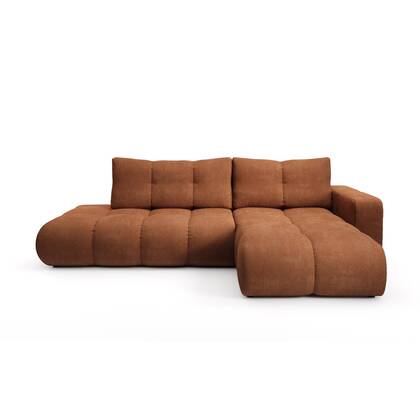 by fonQ Charme Hoekbank Rechts met Slaapfunctie - Chenille - Terra Bruin, Oranje