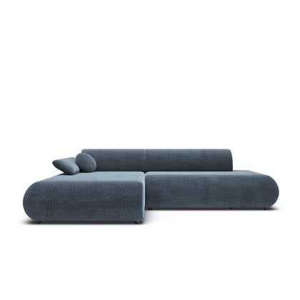 by fonQ Wisp Hoekbank met Chaise Longue Links met Slaapfunctie - Chenille - Marine Blauw