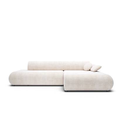 by fonQ Wisp Hoekbank met Chaise Longue Rechts met Slaapfunctie - Chenille - Greige Beige