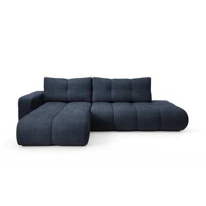 by fonQ Charme Hoekbank Links met Slaapfunctie - Chenille - Marine Blauw