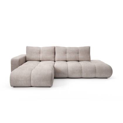 by fonQ Charme Hoekbank Links met Slaapfunctie - Chenille - Greige Beige