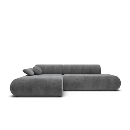 by fonQ Wisp Hoekbank met Chaise Longue Links met Slaapfunctie - Chenille - Antraciet Grijs