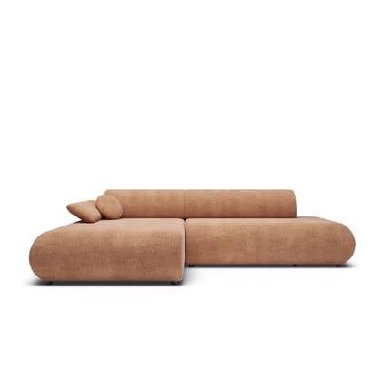 by fonQ Wisp Hoekbank met Chaise Longue Links met Slaapfunctie - Chenille - Terra Bruin, Oranje