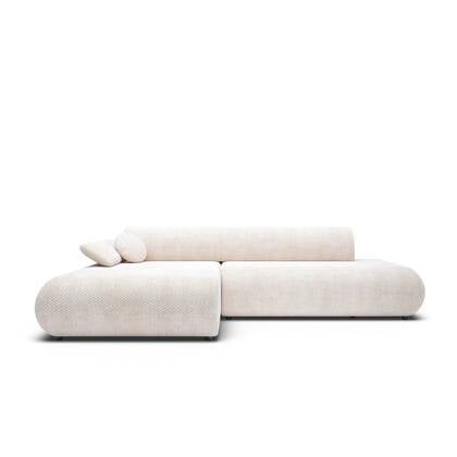 by fonQ Wisp Hoekbank met Chaise Longue Links met Slaapfunctie - Chenille - Greige Beige