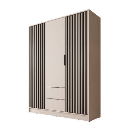 Meubella - Kledingkast Nairobi - Beige - Zwart - 155 cm