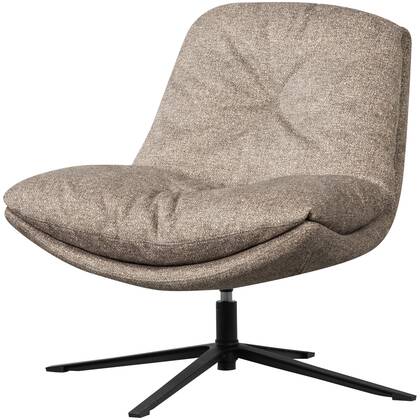 WOOOD Arve Draaifauteuil - Bedrukte Stof - Naturel Melange - 86x82x87 Bruin