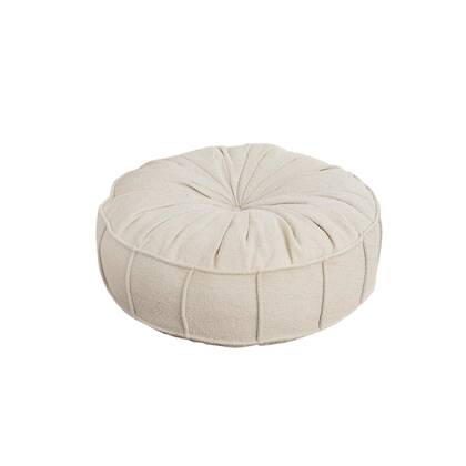 Giga Meubel - Poef Wit Teddy - 60x60x20cm - Vintage